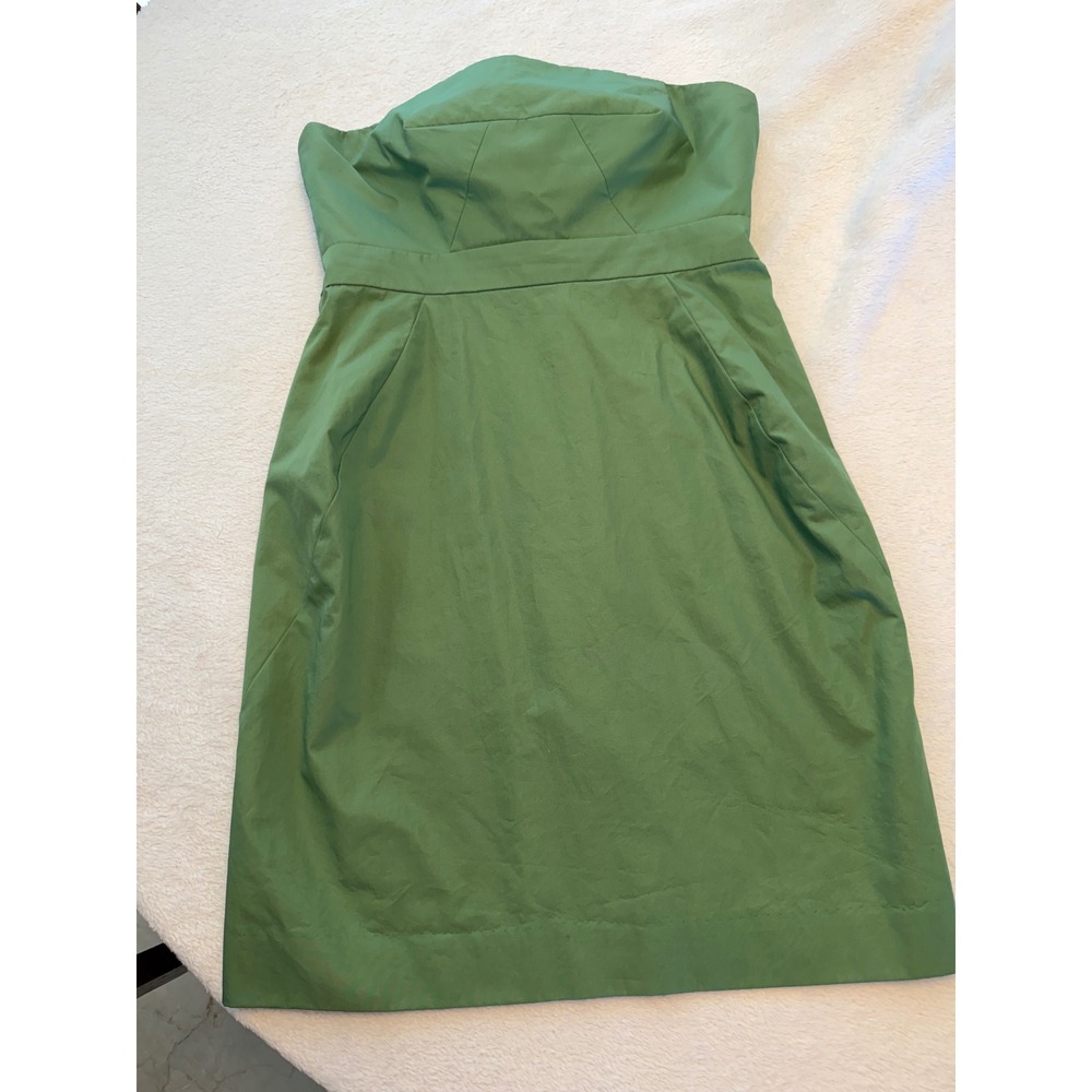 J.Crew Green Strapless Cotton Poplin Sheath Cocktail Dress 8P Pockets 18635